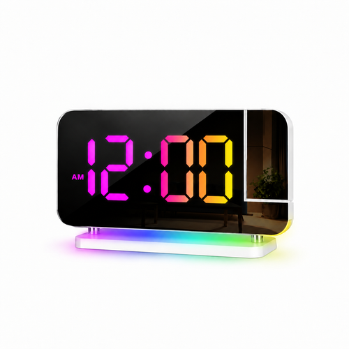 Reloj digital RGB con pantalla de espejo y proyección de hora